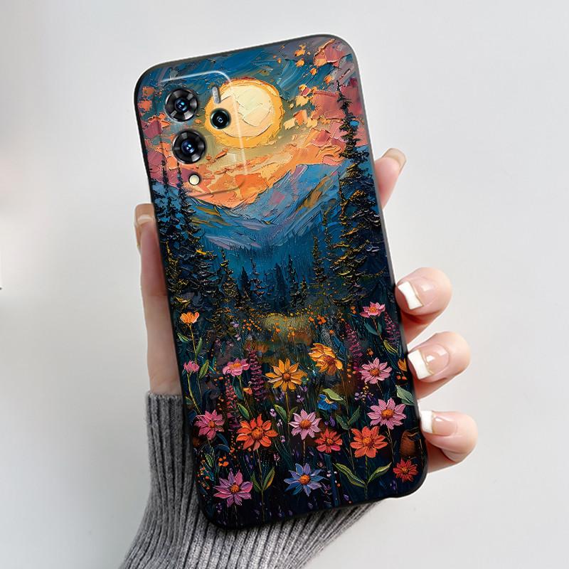 Phone Case For ZTE Blade V40 Pro/ZTE 9046 Soft Silicone Black Case Aesthetic Pattern Love Goldfish Rabbit Shockproof Coque