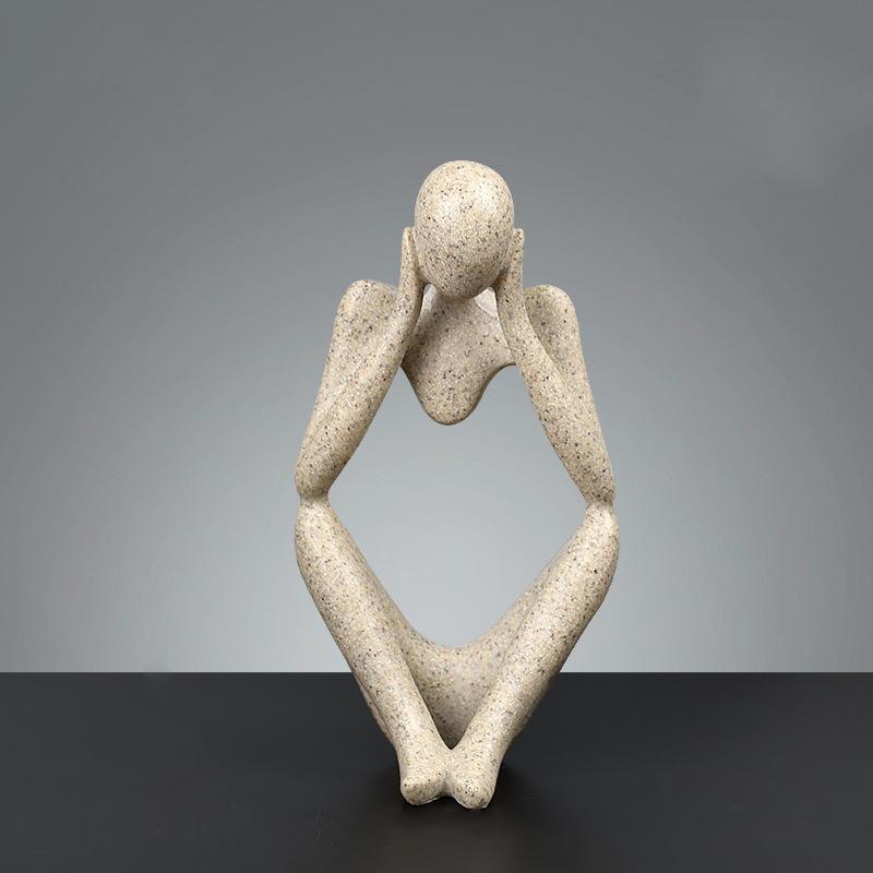 Sand Color The Thinker Abstract Statues Sculptures Yoga Figurine Nordic Living Room Home Decor Decoration Maison Desk Ornaments