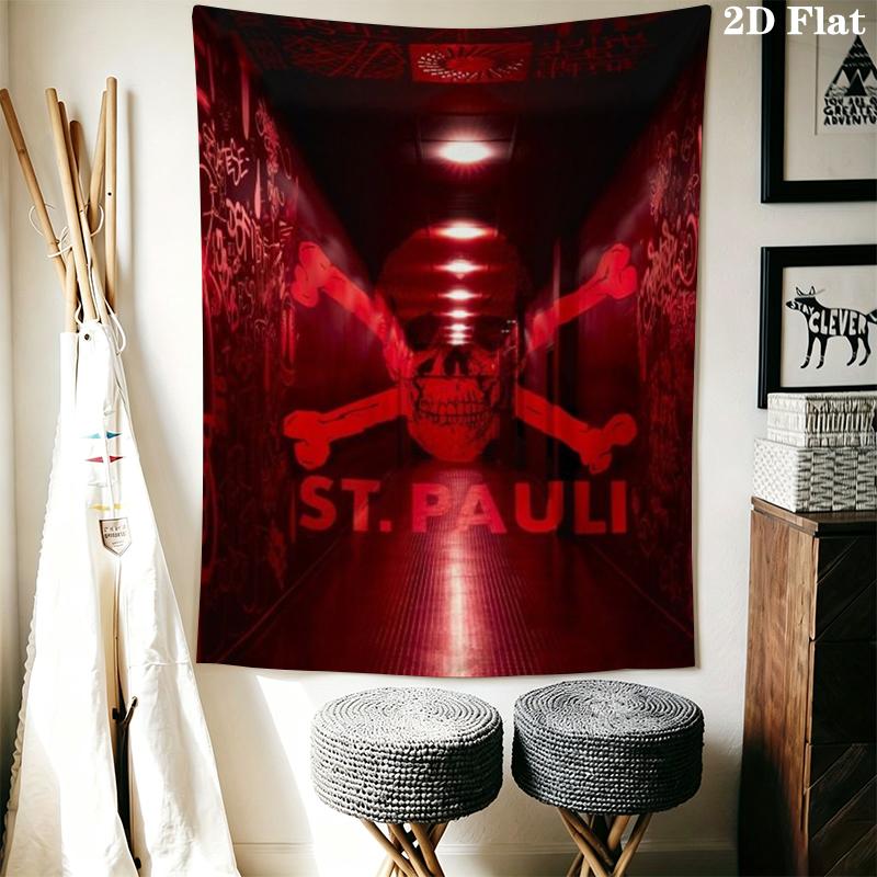 ST pauli Soccer Football Wall Tapestry Aesthetic Wall Hanging Printed Fabric Blanket Decorative Tapestries for Bedroom Living Room Home Decor
