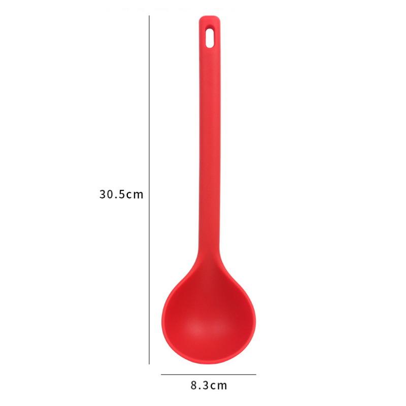 Nonstick Long-handled Silicone Soup Ladle Lightweight Odorless for Kitchen Hot Pot Porridge Cooking Tool