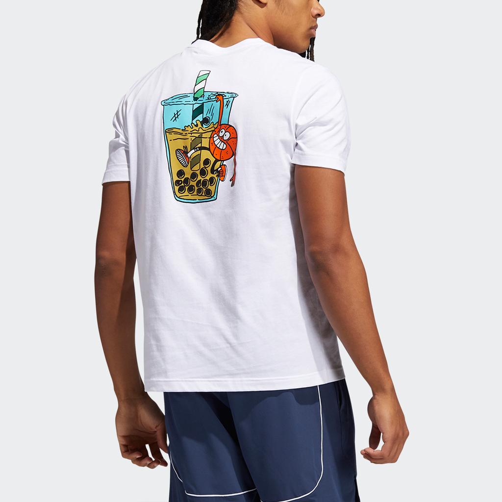 Adidas T Shirts Men's White Crew Neck Moderate Straight Fit HB5485