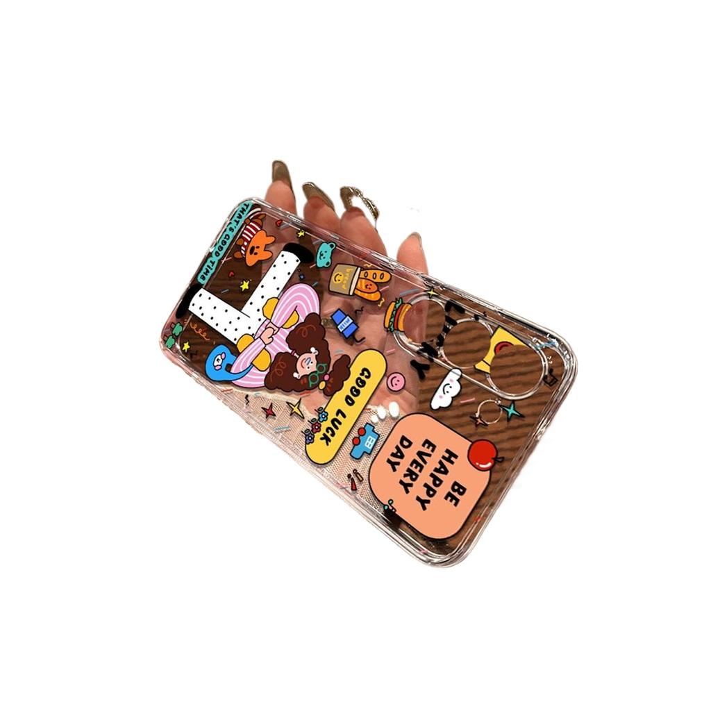 Cute Cartoon Sticker Collage Clear TPU Phone Case For IPhone 15 Pro Max & Samsung Galaxy S24 Ultra, Shockproof Cover