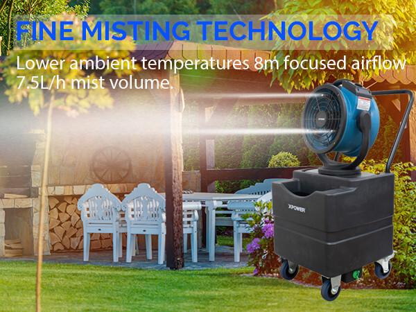XPOWER Многоцелевой oscillating misting fan FM-68WK со встроенным водяным насосом и WT-45 Мобильный водяной резервуар Колеса и Насос Циркуляторы воздуха Бак 45 л