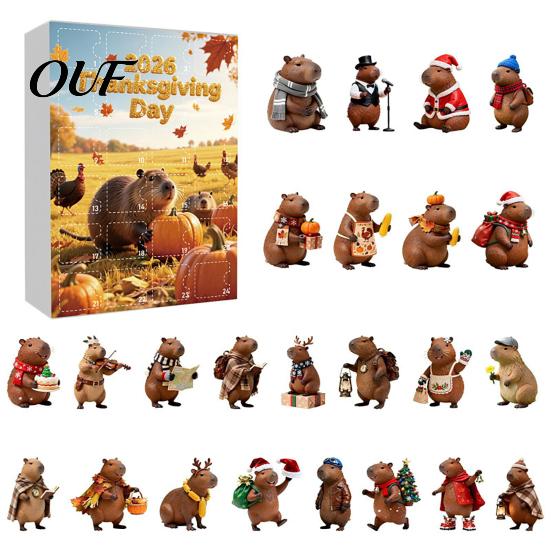 Advent Calendar with Animal Pendants 24 Hanging Decors, Day Countdown Box for Christmas Thanksgiving, Acrylic Ornament Holiday Gift Thanksgiving