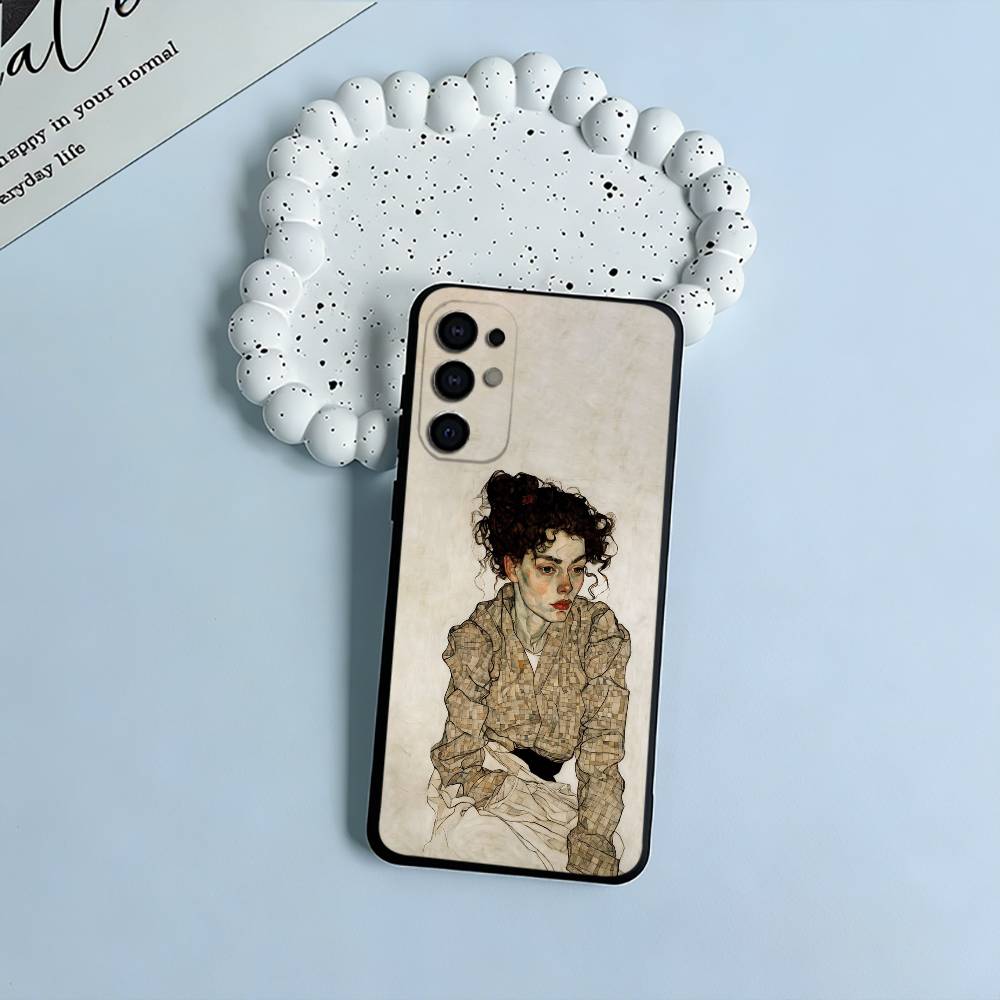 E-Egon S-Schiele Black Soft Silicone Phone Case for Samsung S25, S24, S21, S22, S23, S30, Ultra, S20, Plus, FE, Lite