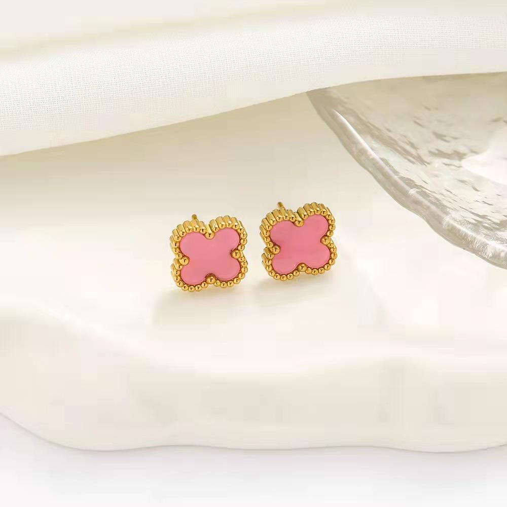 Высококачественные серьги с четырехлистным клевером, легкие роскошные модные индивидуальные серьги 18 карат, не теряют цвет