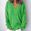 Женская мода повседневная однотонная трикотажная кофта с V-образным вырезом и длинными рукавами, модный милый свитшот