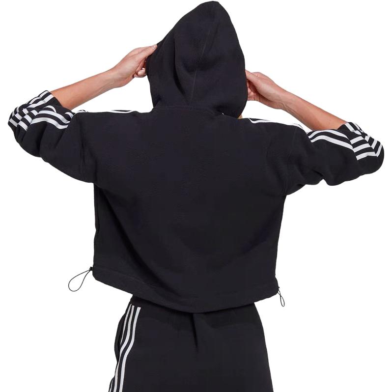 adidas Повседневная ветровка с капюшоном и полосками с логотипом, женская куртка, черная GN2811