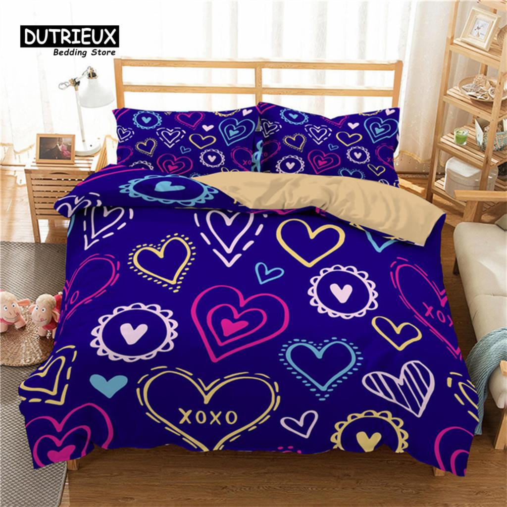 Золотая Роза Цветочный Комплект Постельного Белья Размер Queen Романтический Стиль Девочка-Фея Сердце Пододеяльник Комплект День Святого Валентина Микрофибра Покрывало