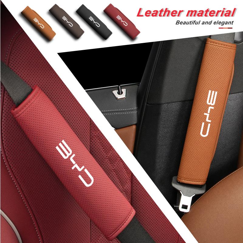 Breathable Car Seat Belt Cover Adjustable Strap Pad Accessories For BYD Tang F3 E6 Atto Yuan Plus Song Max F0 G3 I3 Ea1 G6 qa2
