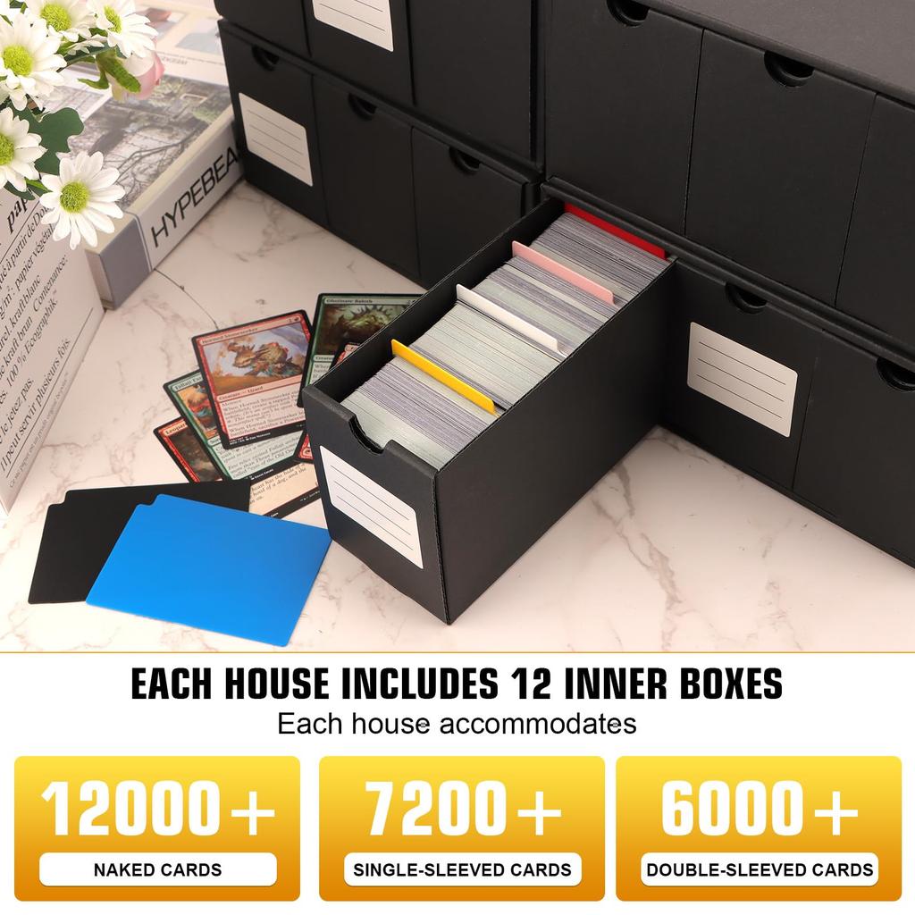 Коробка для хранения коллекционных карточек QLOUNI с коробкой, органайзером на 48 карточек для коллекционных карточек TCG MTG PTCG, бейсбольных карточек с этикетками, лентой 12-600CT и разделителями,