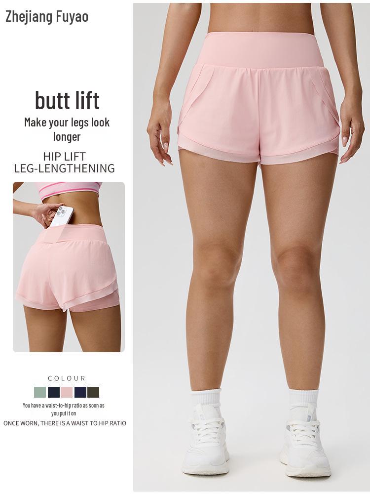 Women's Quick-Dry Yoga Shorts with Side Pocket - Lightweight, Breathable, Anti-Exposure Design for Running & Fitness