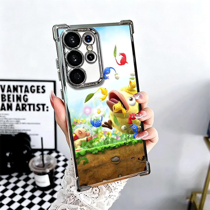 P-Pikmins Cute Game Soft Phone Case For Samsung Galaxy S26 Ultra S25 Edge S24 FE S23 Plus S22 S21 + S20 Plating Anti-Fall Fundas
