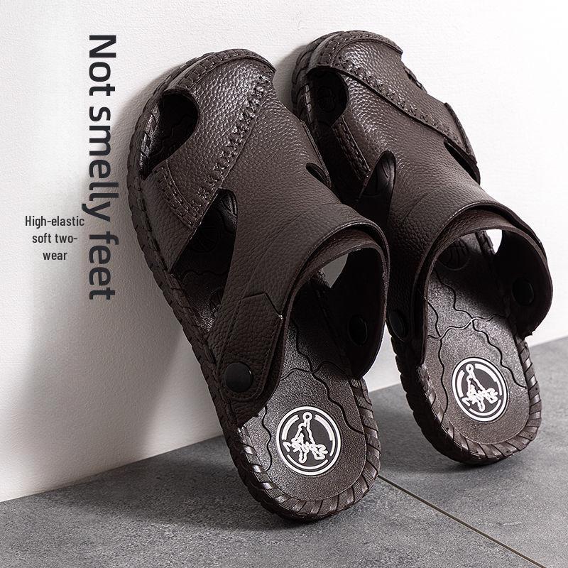 Мужские летние слипоны: Новые нескользящие сандалии с закрытым носком на толстой подошве для пляжа и повседневной носки