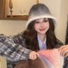 Autumn and Winter Gradient Color Rabbit Hair Bucket Hat for Women Korean Style Plush Face Showing Small Basin Hat