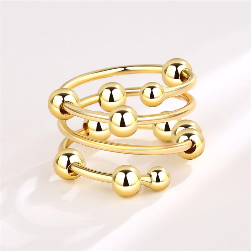 Fashion Beads Anxiety Ring Fidget Spinner Rings Korea Crystal Butterfly Flower Star Moon Ring Anti Stress Jewelry Gift