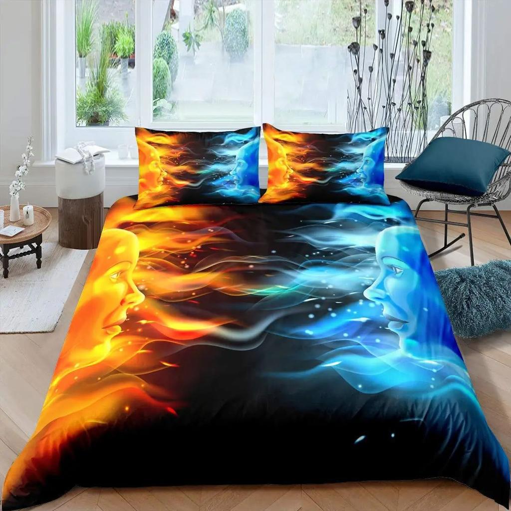 Ice And Fire Collision Theme Duvet Set Bedding Three-Piece Set