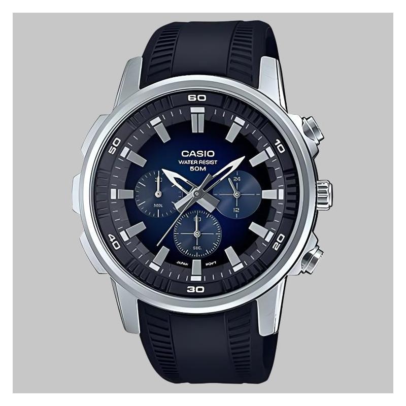Casio STANDARD series, classic, simple, exquisite and fashionable, three-fold clasp, 50 meters waterproof, quartz movement, resin strap, MTP-E505-2AV