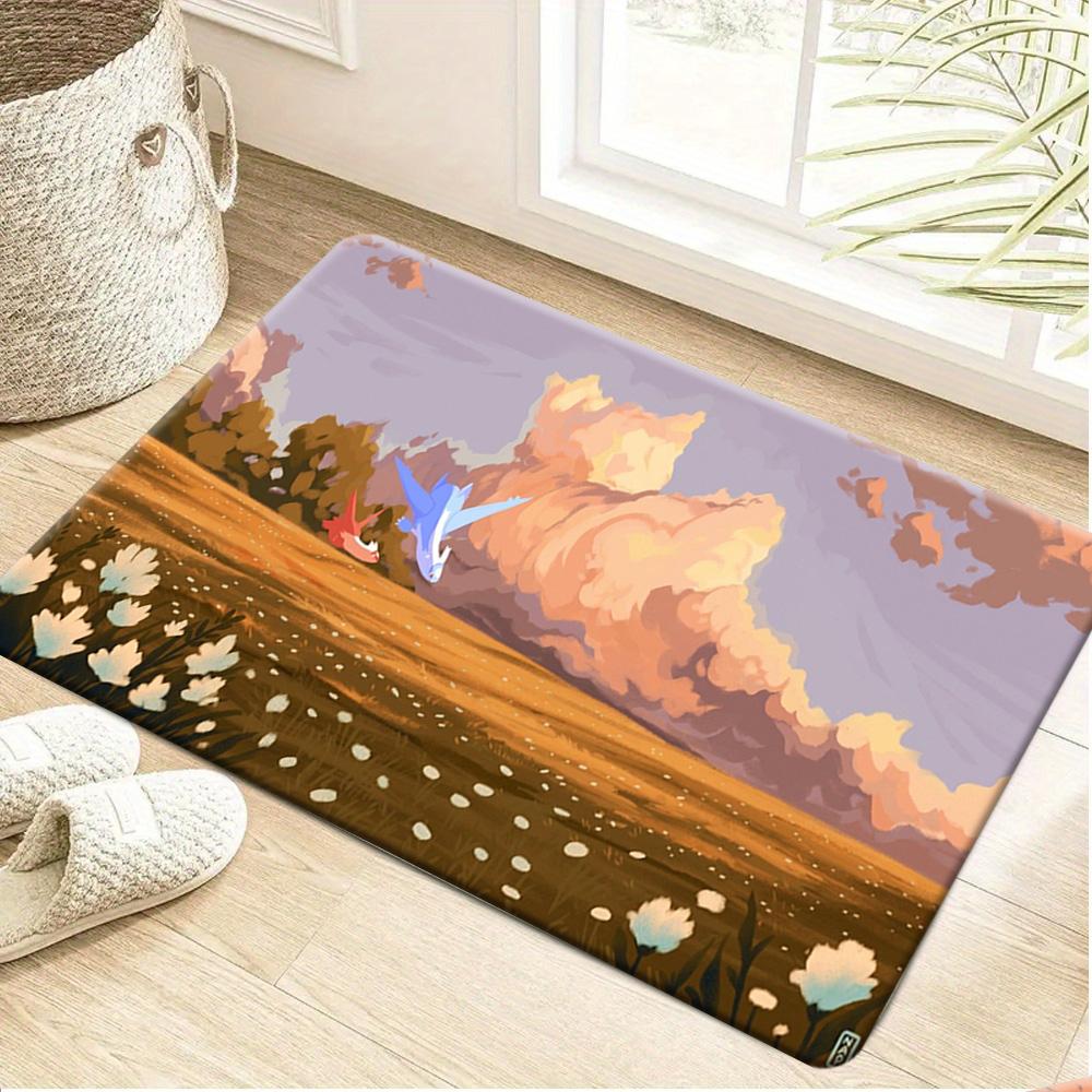 Pokemon Pikachu & Bulbasaur Riverbank Print Doormat Anti-slip Absorbent Floor Mat for Home Entrance Bedroom Living Room Decor