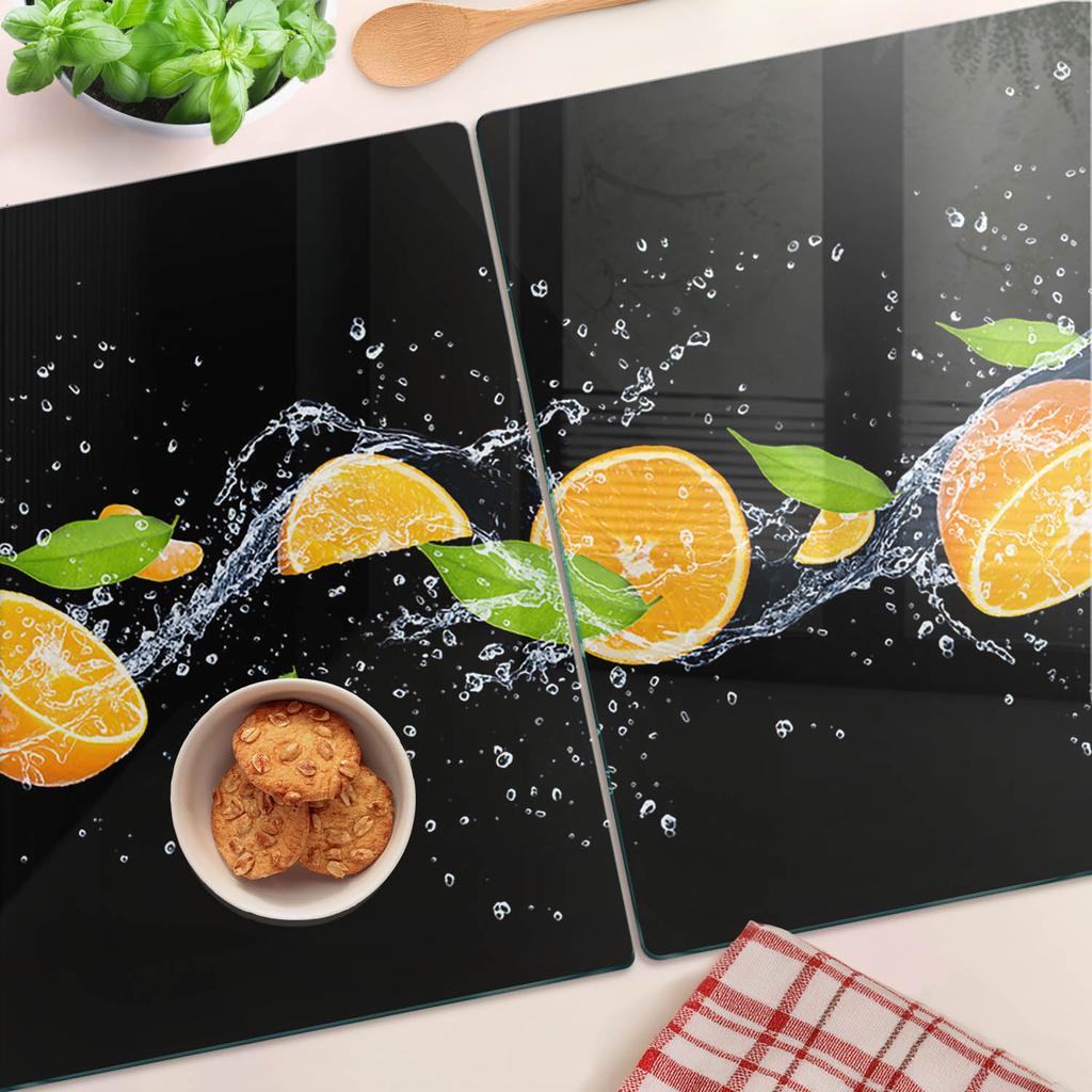Decorative Tempered Glass Chopping Boards for Oranges and Water 2x40x52 cm
