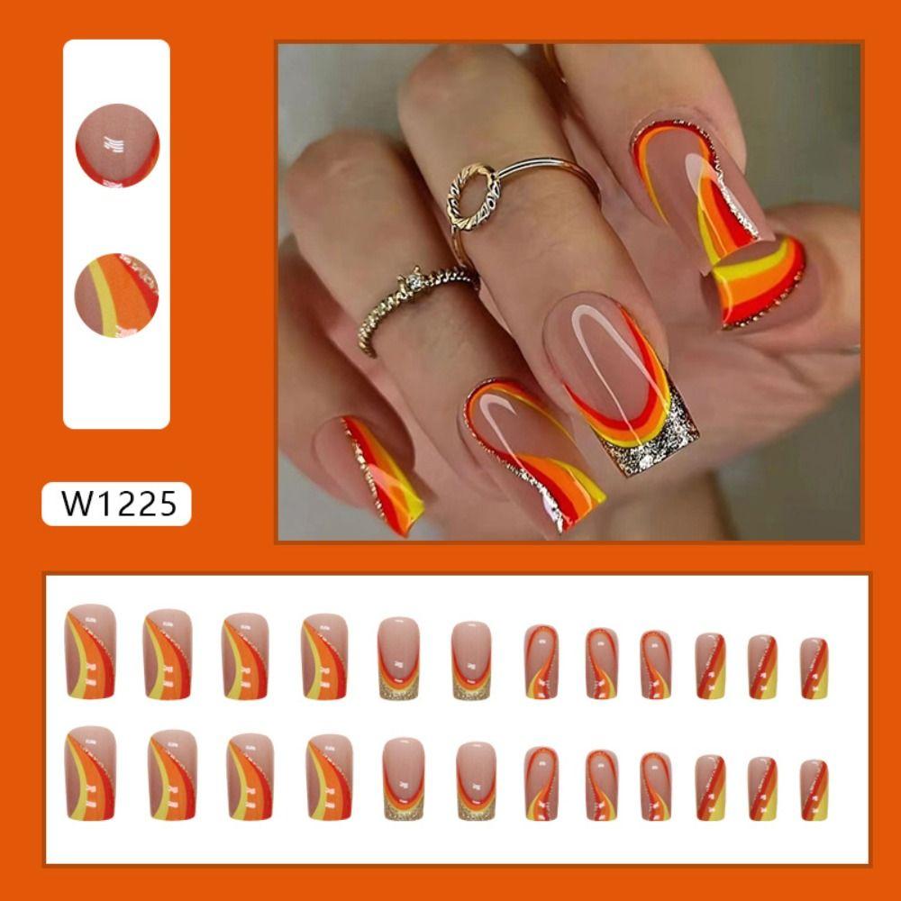 Длинные квадратные искусственные цветы Nials волнистые накладные ногти новые типсы для ногтей для женщин и девочек