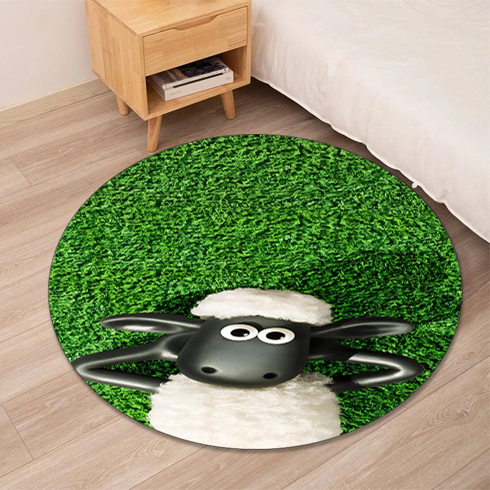 Shaun the Sheep Printed Round Rug Carpet Chair Rug Area Rug Entryway Doormats,for Office Chair Living Room Bedroom Kitchen Room.