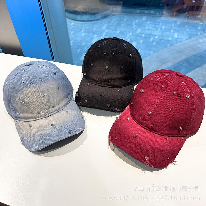 New Fashion Handmade Pearl Baseball Hat Men's and Women's Outdoor Travel Shade Sunscreen Sports Versatile Cap