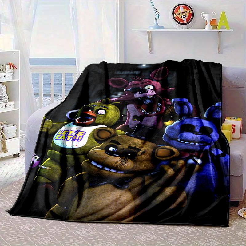 Fnaf Character Collage Blanket Flannel Blanket for bed, sofa, Camping, Hiking, Picnic Essentials, gift for family Fan gifts