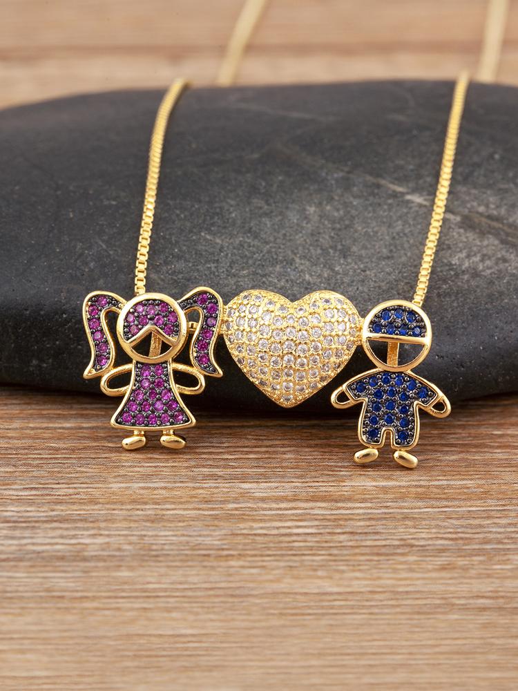 Nidin New Trendy Love Heart Shape Girl Boy Shine Zircon Pendant Necklace For Women Female Chain Choker Jewelry Mother's Day Gift
