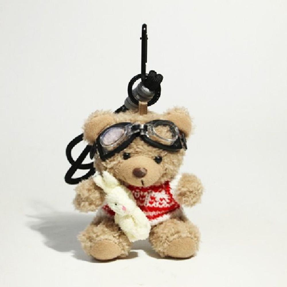 Key Chain Pilot Bear Keychain Rabbit Stuffed Bear Dolls Kawaii Plush Key Ring Couple Kids
