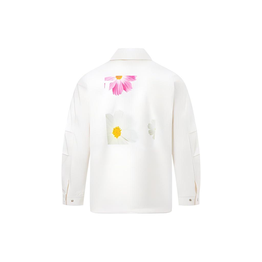 Li Ning Printed Single-Breasted Long Sleeve Loose Jacket Unisex Jacket Off-White AJDT061-2