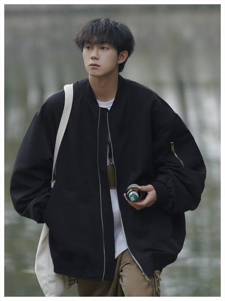 Men's Retro Vintage Loose Bomber Jacket - Autumn Trendy American High-End Style