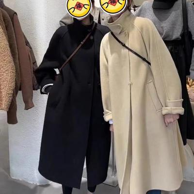 Новое двухстороннее шерстяное пальто длинное корейское свободное повседневное шерстяное пальто