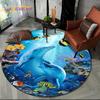 3D морское дно, подводный мир, дельфин, черепаха, круглый коврик, ковер для гостиной, спальни, диван, декор для игровой комнаты, нескользящий напольный коврик