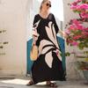 Women's Plus Size Cover-ups Printed Bat Sleeve Long Gown Loose Plus Size Holiday Beach Dress Bikini Outer Shirt