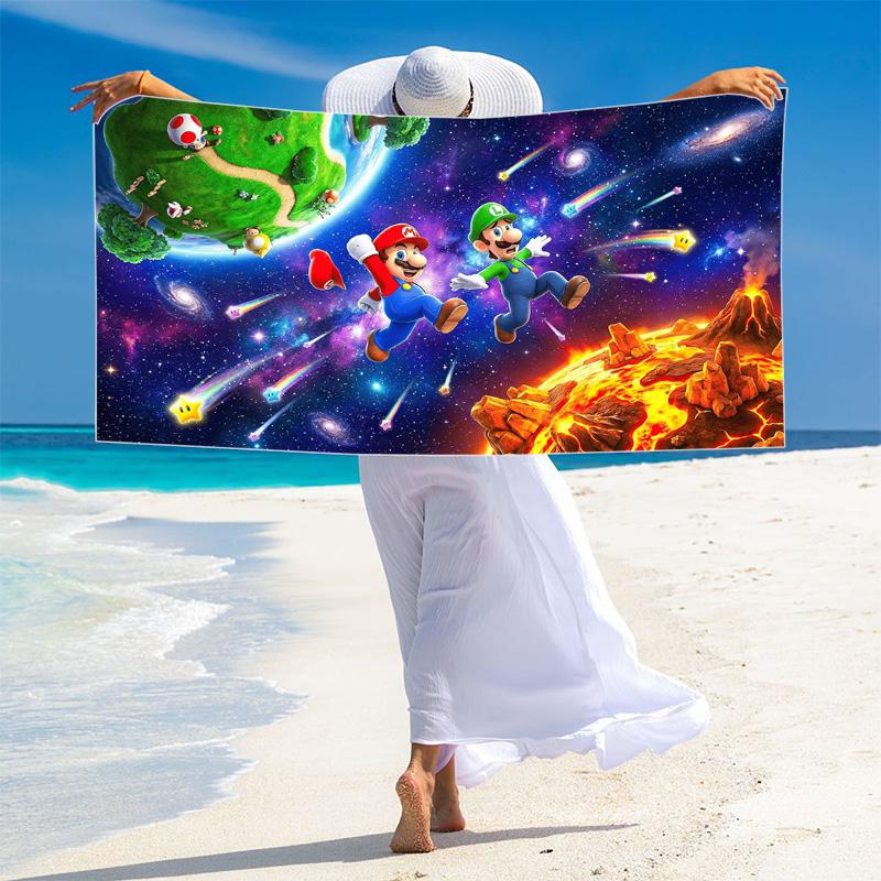 Super Brothers Print Beach Towel, Large Soft Quick Dry Towel for Beach Camping Swimming