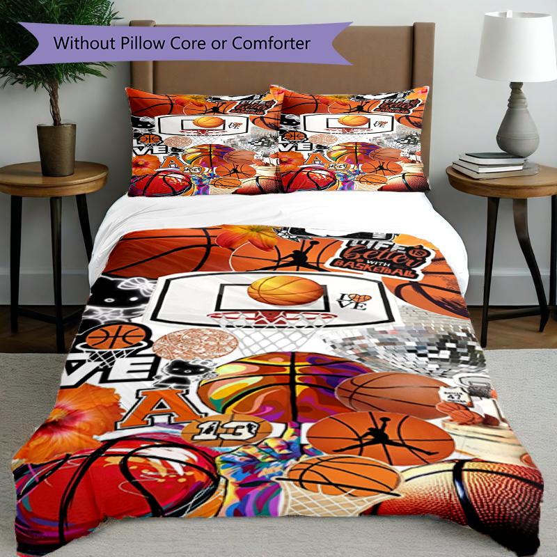 3pcs Duvet Cover Set (1*Duvet Cover + 2*Pillowcase, Without Core), NBA Print Bedding Set, Bedroom Decor, All‑Season, Birthday Gift