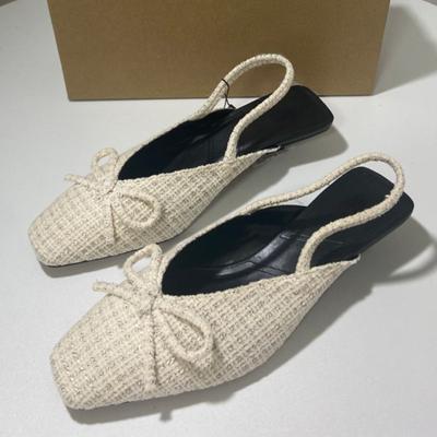 Элегантные женские летние сандалии с квадратным носком на пятке и плоской подошвой с бантом, женская обувь, платье, сандалии