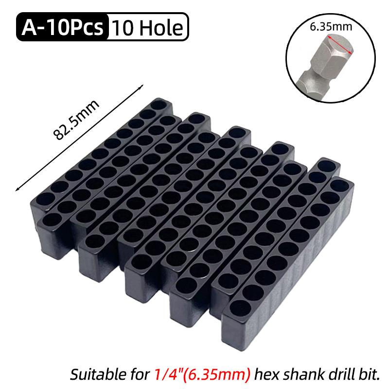 Набор 10 шт. 6/8/10/12/15 отверстий 6,35 мм/4 мм шестигранный хвостовик держатель бит для отвертки пластиковый органайзер для хранения головок сверл ручные инструменты аксессуары