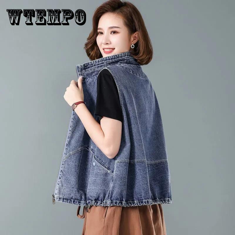 Джинсовый жилет больших размеров без рукавов, весна-лето и осень, женская куртка, жилет, женские топы, ковбойский жилет