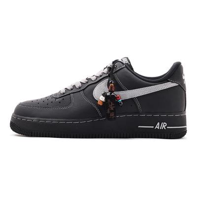 Air Force 1 Кожаная Амортизация Покрытие Устойчивость к Скольжению Низкие Кроссовки для Скейтбординга Унисекс Черный Серый HQ2037-006(Команда59-)