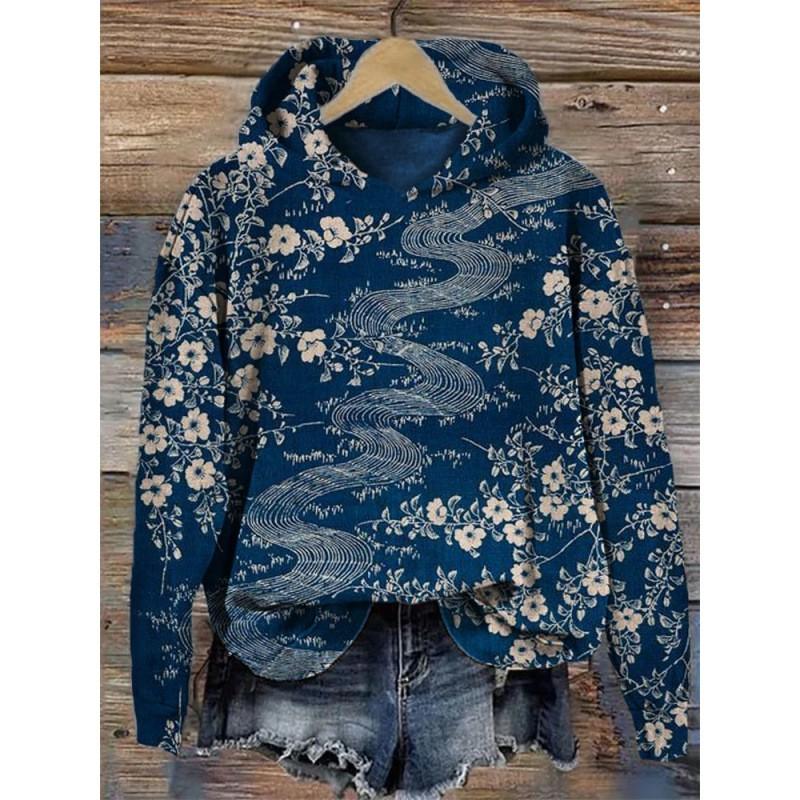 Womens Oversized Drop Shoulder Hoodie With 3D Digital Print Loose Fit Long Sleeve Casual Sweatshirt