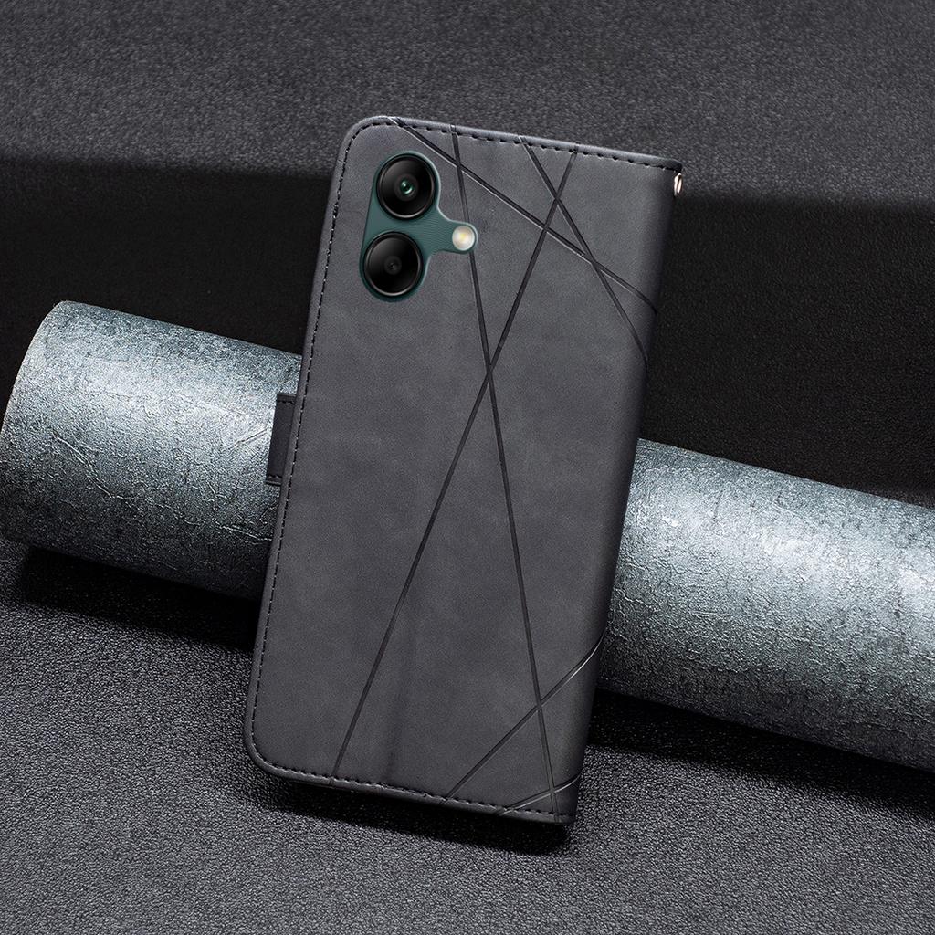 BINFEN COLOR For Samsung Galaxy F06 5G/M06 5G Phone Cases Wallet Stand Geometry Imprinted Leather Cover