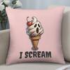 Cute Ghost Ice Cream Pillow Case, Funny I Scream Halloween Cushion Cover for Bedroom Sofa Home Decor Gift Without Pillow Filling