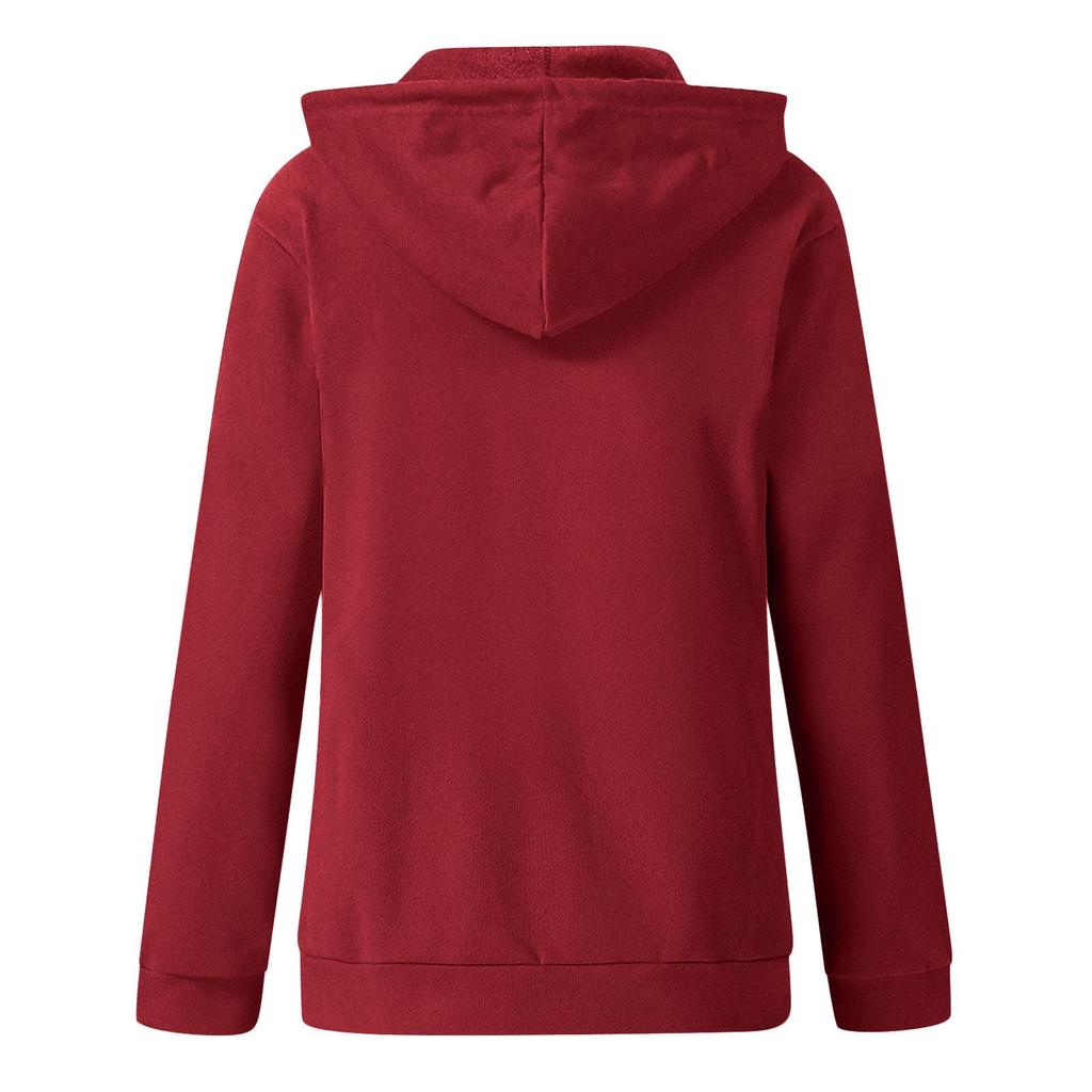 2021 Cross-Border Autumn/Winter Solid Color Hooded Zip-Up Sweatshirt with Drawstring and Pockets