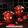 Свадебный чайный сервиз: Красные миски, чашки и палочки для приданного невесты