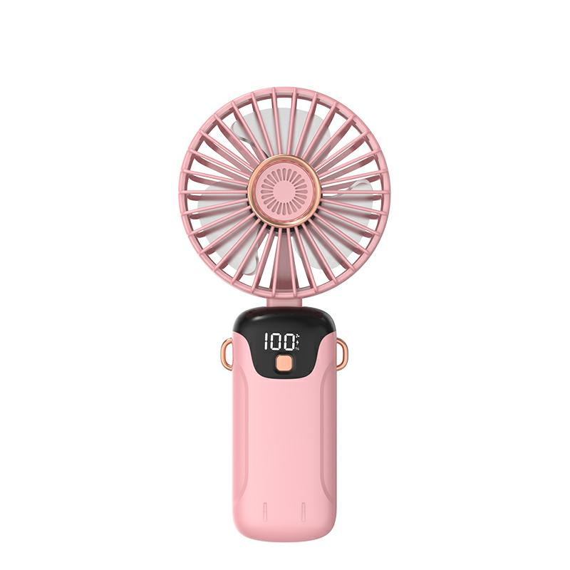 Portable Handheld Small Fan Multifunctional Folding Mini Cute Hanging Neck Small Fan Student Dormitory With Display Screen