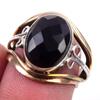 Natural Black Onex Gemstone Handmade 925 Sterling Silver Two Tone Ring S.5 Y9k42