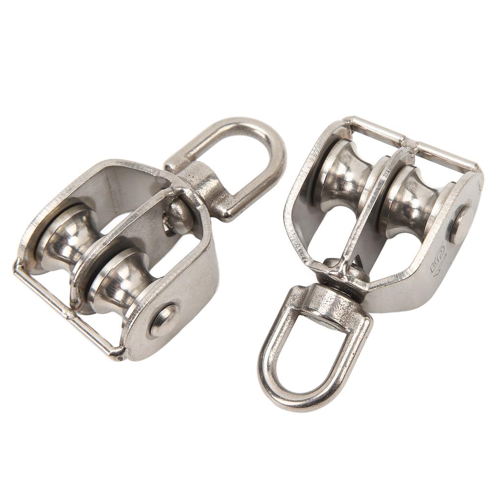 2 шт. Подъемный двойной блок шкива Сверхмощный ролик из нержавеющей стали M15 Канатный кран Подвесной 35 кг Грузоподъемность