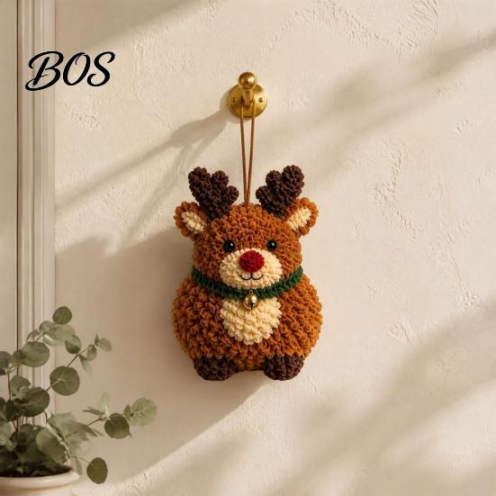 Seasonal Holiday Decor Fabric Poke Art Christmas Ornament Kit, DIY 3D Santa Tree Craft Kit Handmade Snowman Gingerbread Man Hanging for Mantel